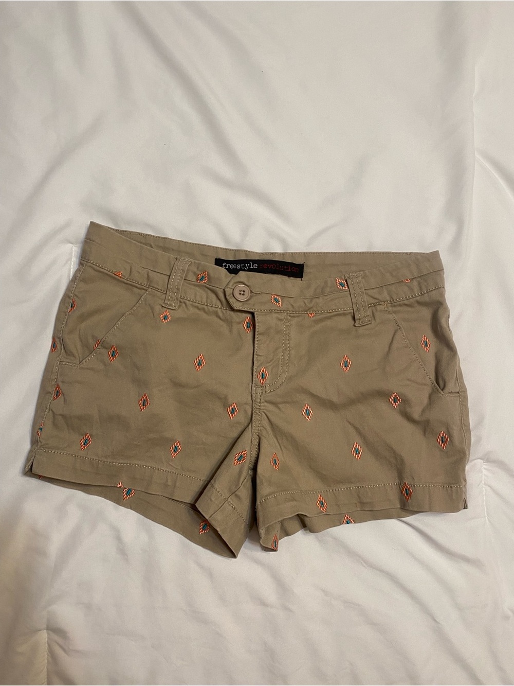 Freestyle Revolution Khaki Shorts with Orange Embroidery